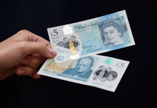 The new polymer £5 note featuring Sir Winston Churchill, is unveiled at Blenheim Palace in Oxfordshire.